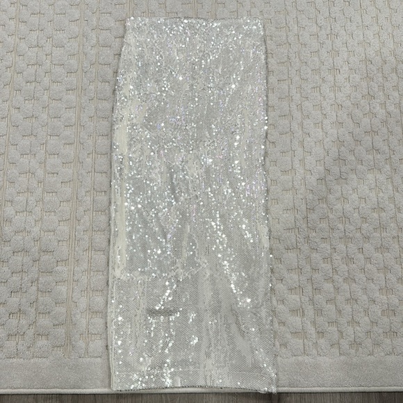 Mango White Sequin Pencil Skirt - Picture 3 of 4